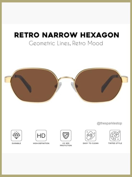 Metal Hexagon Retro Sunglasses with UV400 Protection main image 6